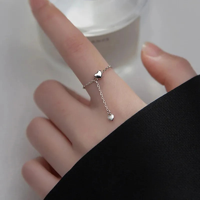 Adjustable Heart Tassel Ring – Whimsical & Romantic