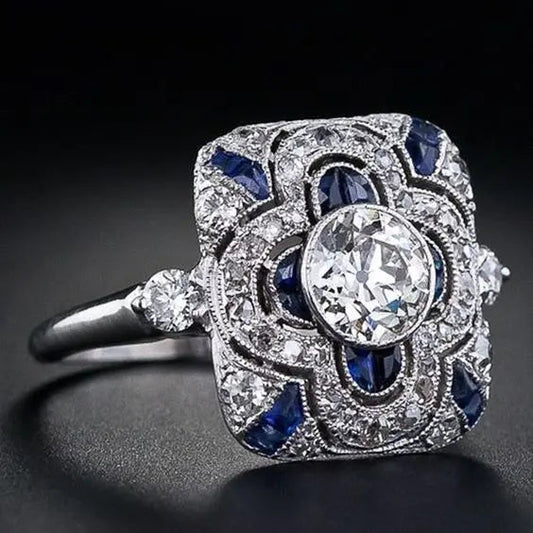 Classic Silver Ring Featuring Blue Zirconia